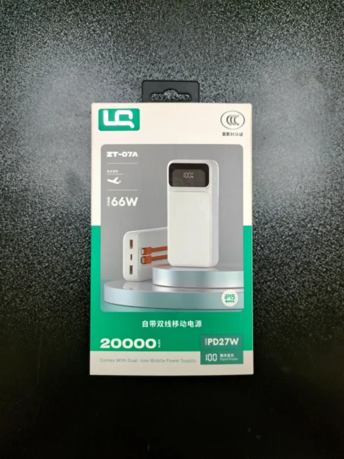 پاوربانک LQ مدل ZT-07A ظرفیت ۲۰۰۰۰ میلی‌آمپرساعت